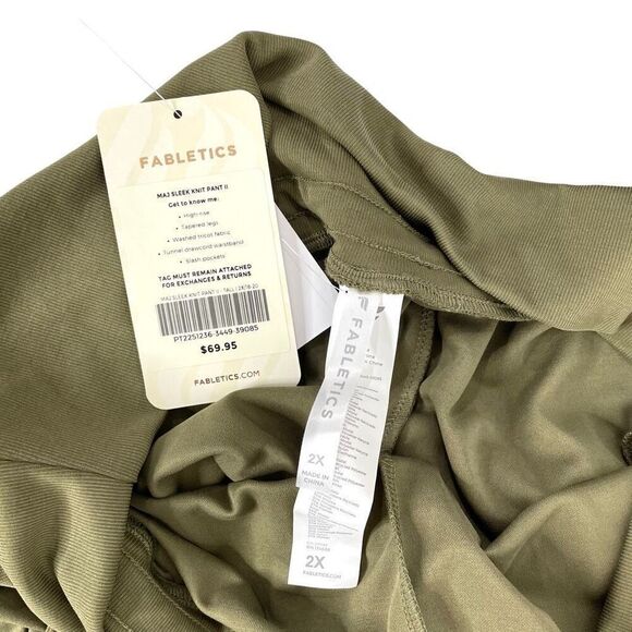 NEW Fabletics Maj Sleek Knit jogger pants II Size 2X olive green - Picture 8 of 9
